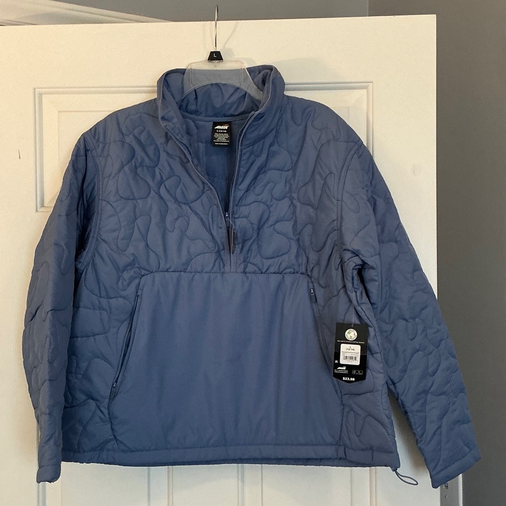 Avia Women's Quilted Blue Mock Neck Quarter Zip Jacket size Large NWT